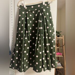 Green polka dots midi skirt